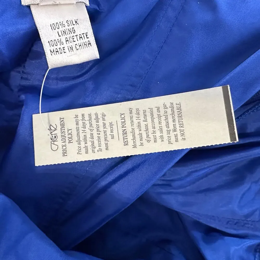 Cache Dress Women Sz 8 Cobalt Blue Halter Backless Silk Asymmetric V-Neck Formal - Picture 8 of 12